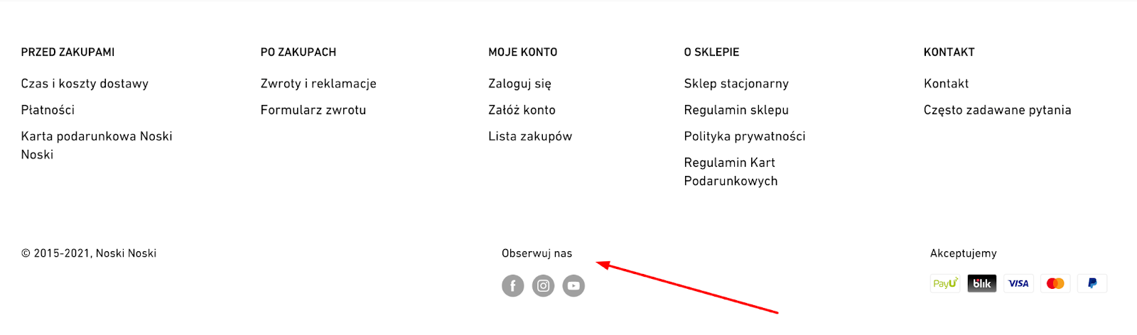 fragment stopki sklepu na shopify noski noski ze strzalka na social media