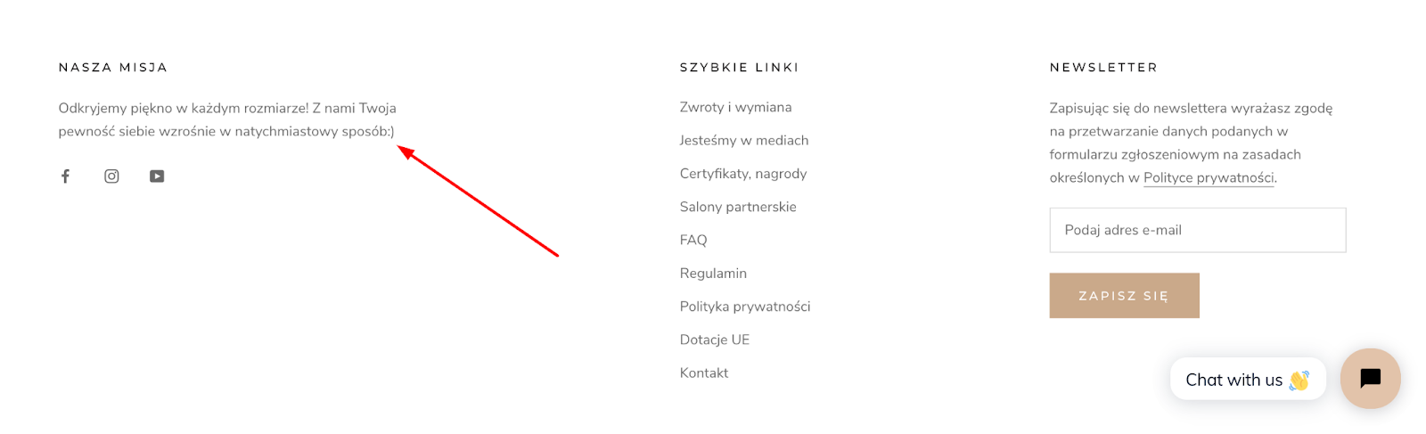 tk wygląda stopka sklepu na shopify just beck