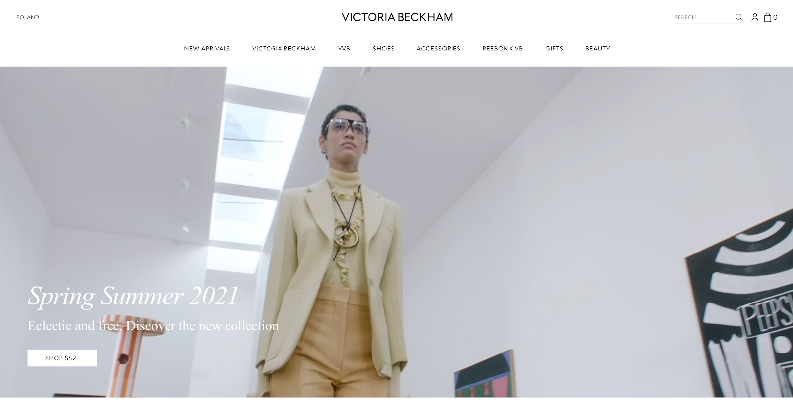 sklep na Shopify Victoria Beckham zrzut ekranu
