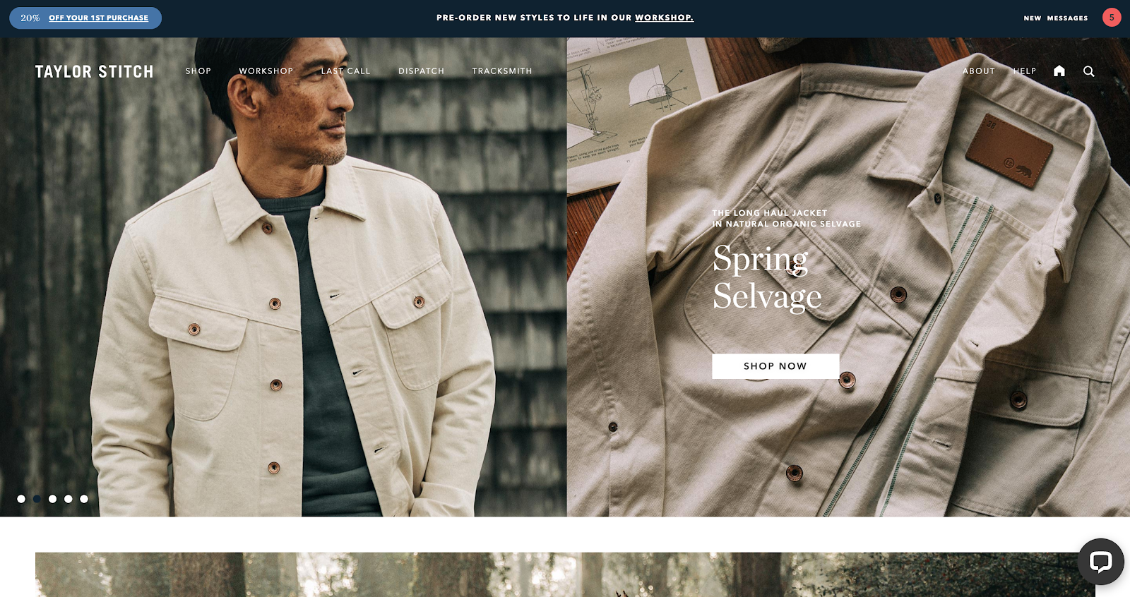 sklep na Shopify Taylor Stitch zrzut ekranu