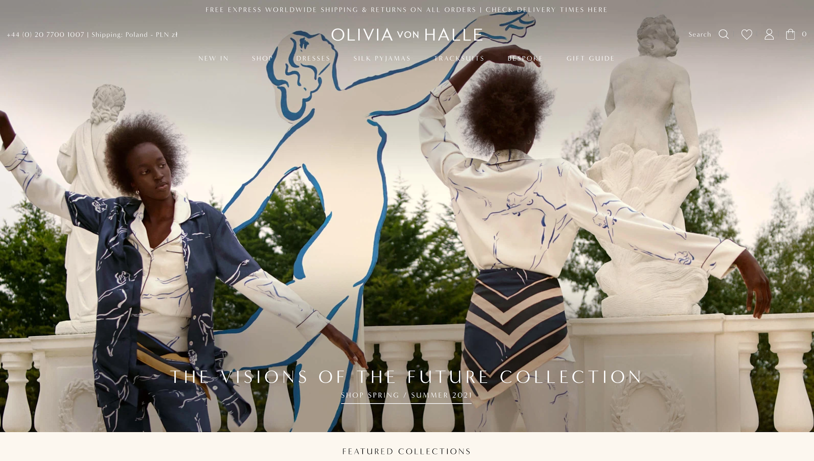 sklep na Shopify Olivia von Halle zrzut ekranu