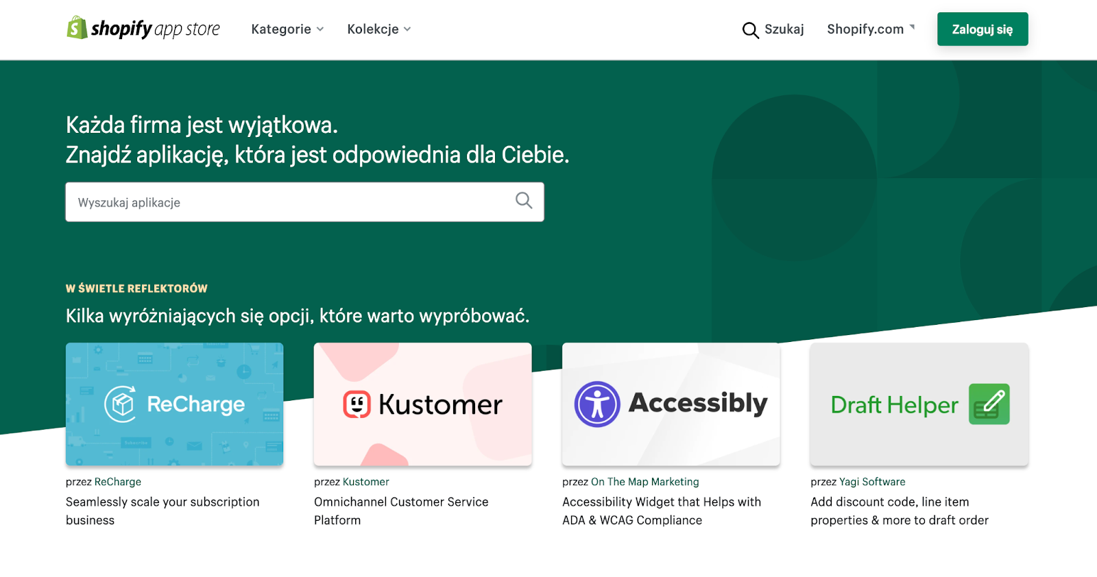 shopify app store jest dostępny w stopce shopify dla marek fashion