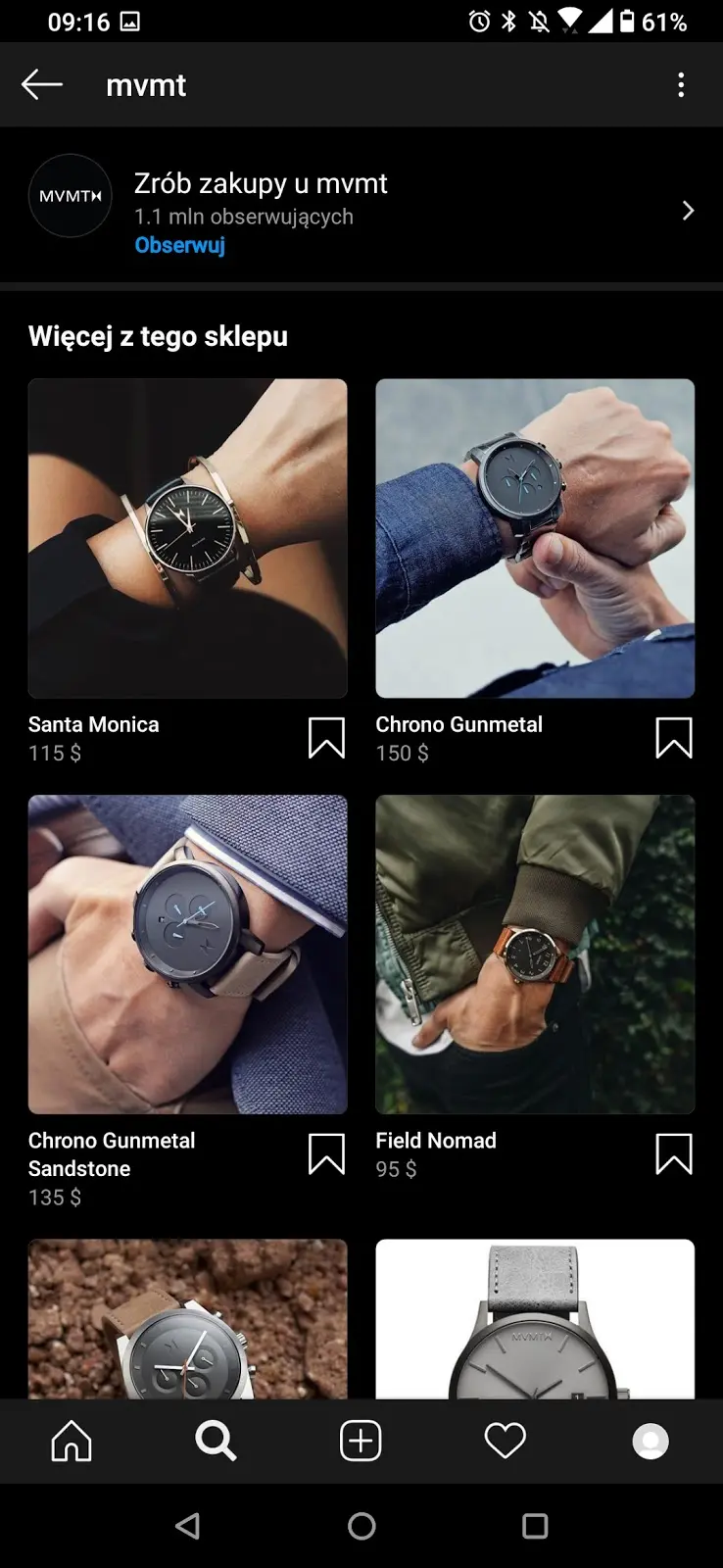 przykładowy sklep na Instagramie