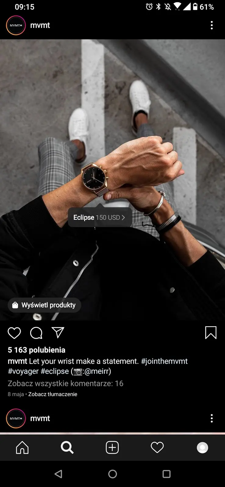 przykładowy sklep na Instagramie