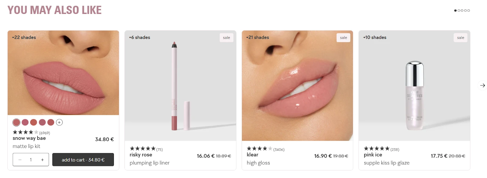 shopify product categories - example of related or recommended products