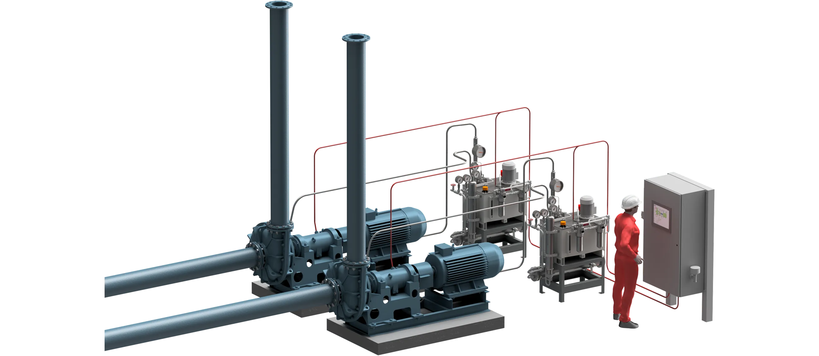 Pumpemüberwachungssystem: Typische Anordnung für zwei Hochleistungspumpen