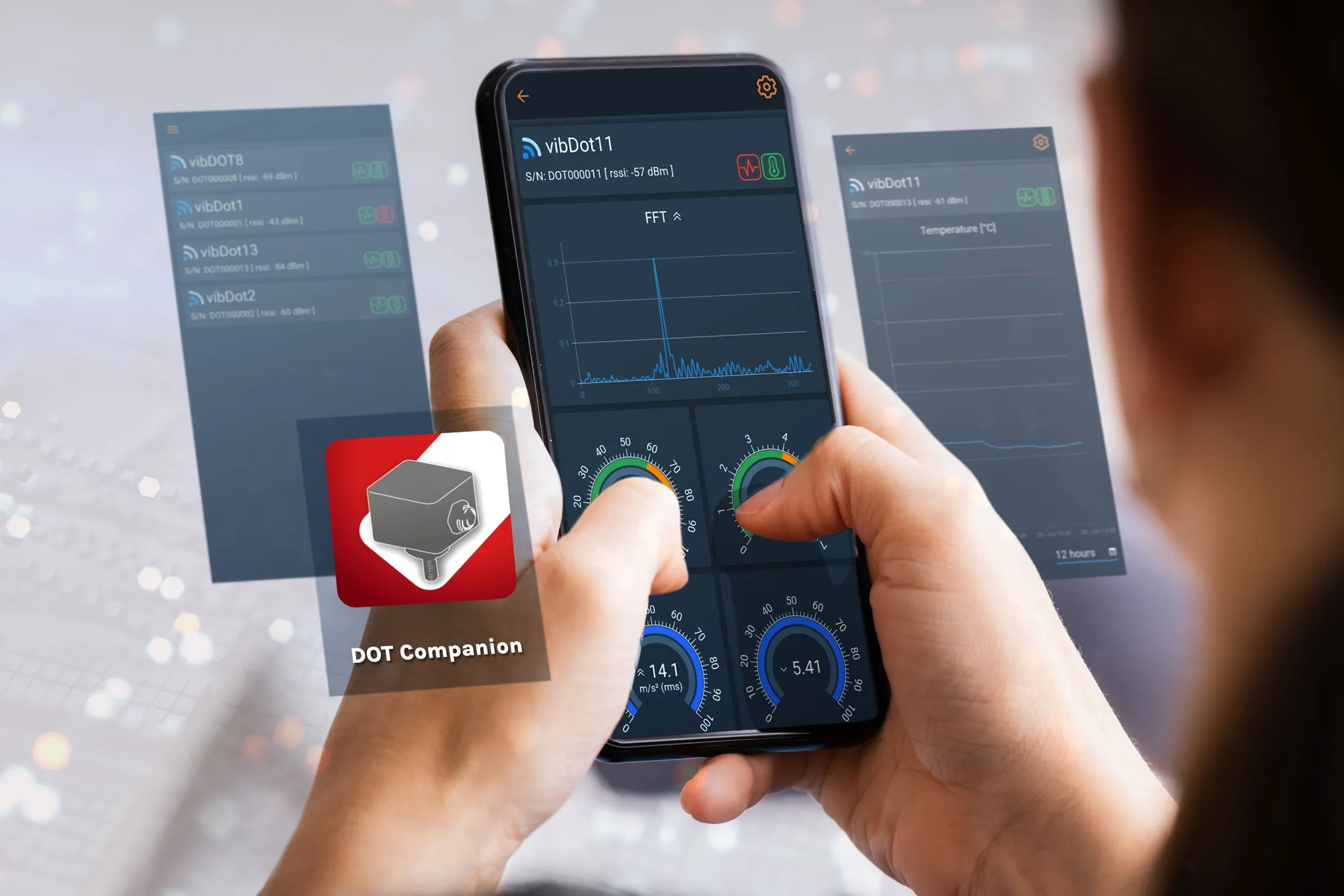 Darstellung Smartphone mit geöffneter DOT-Companion-App