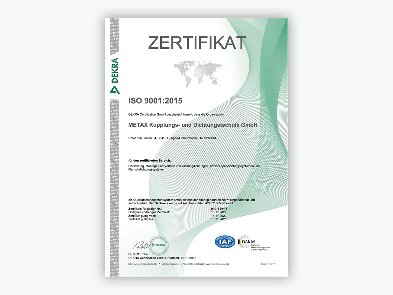 Zertifikat DIN EN ISO 9001:2015