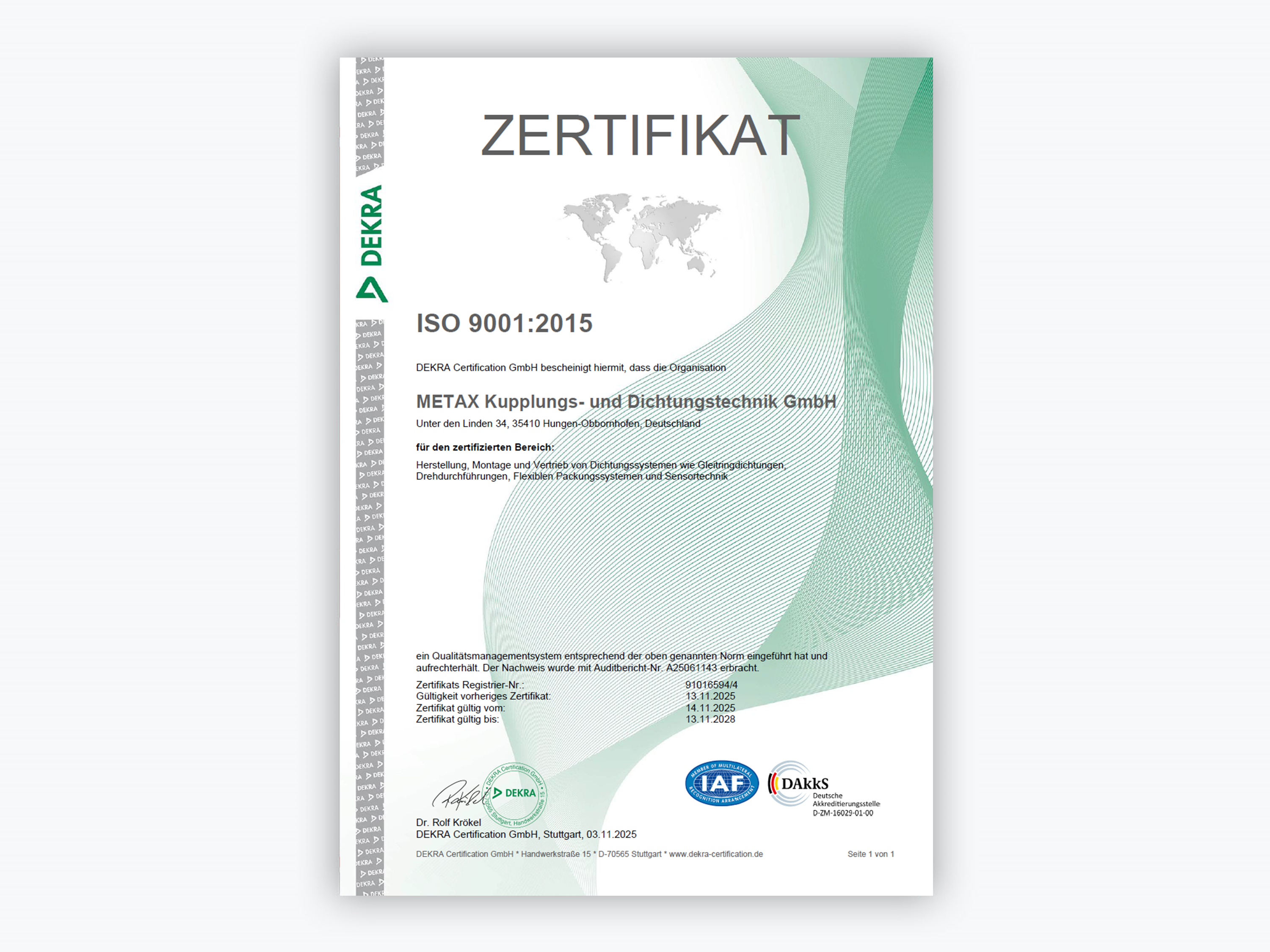 DIN EN ISO 9001:2015 certificate