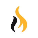 Black and yellow flame icon