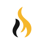 Black and yellow flame icon