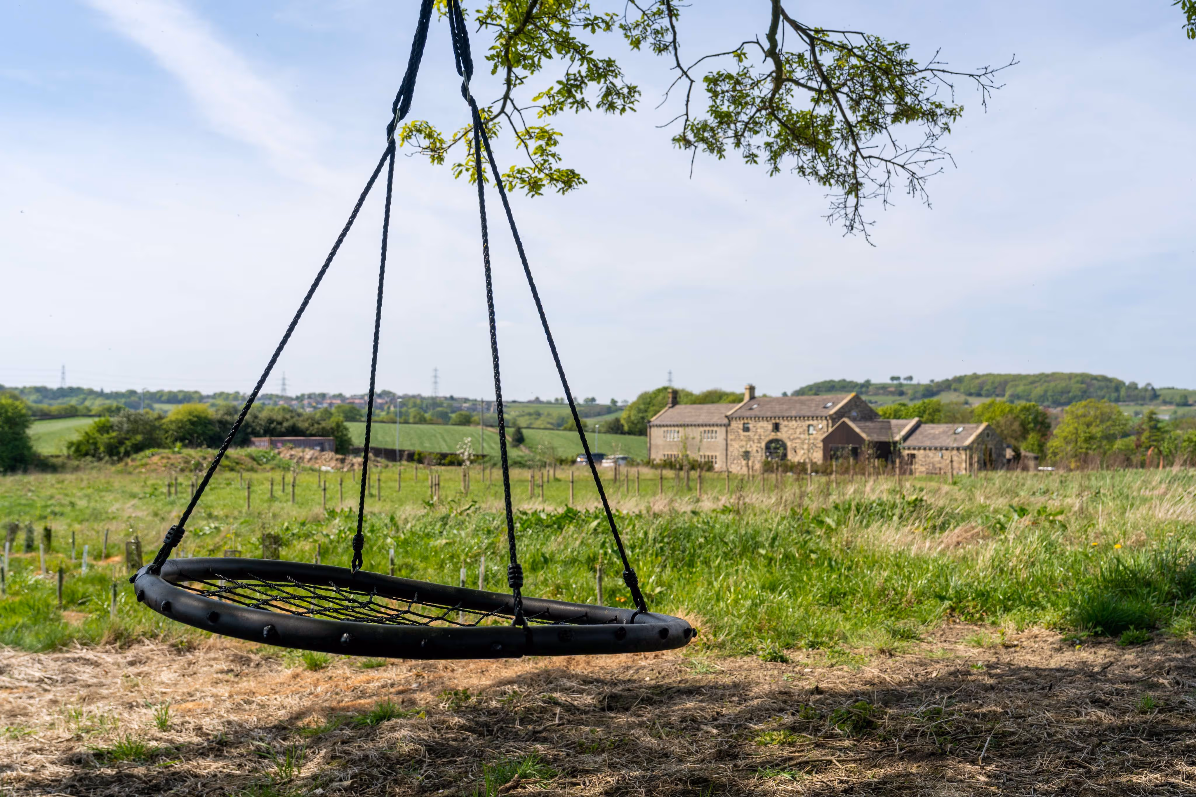 A swing seat looking out at Rob Royd farm and the Yorkshire country side