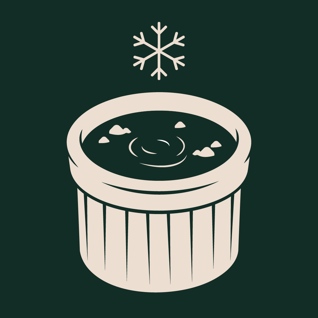 An illustration of a ice bath. A Snowflake sits above the bath