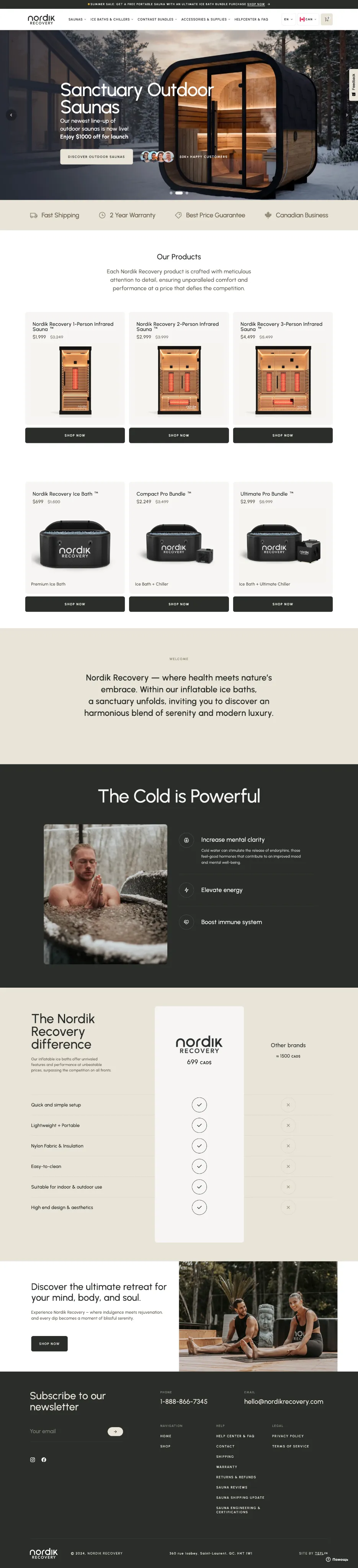 Nordik Recovery Shopify store screenshot