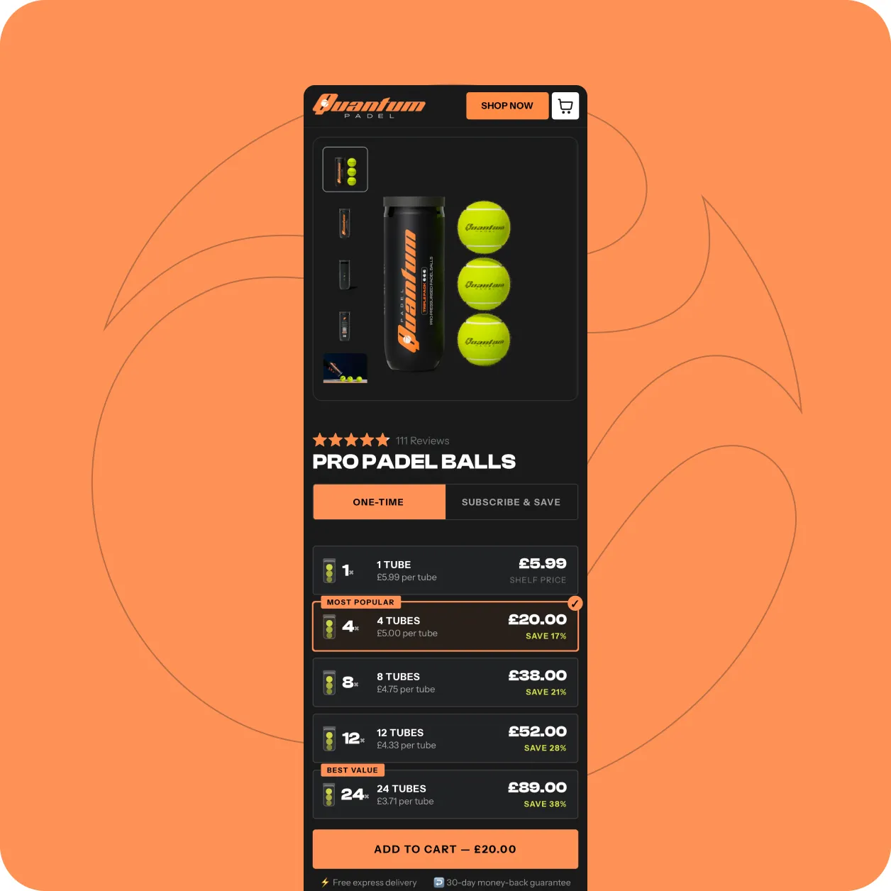 Quantum Padel Shopify store design, view 2