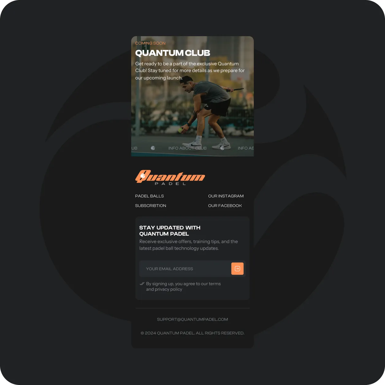 Quantum Padel Shopify store design, view 3