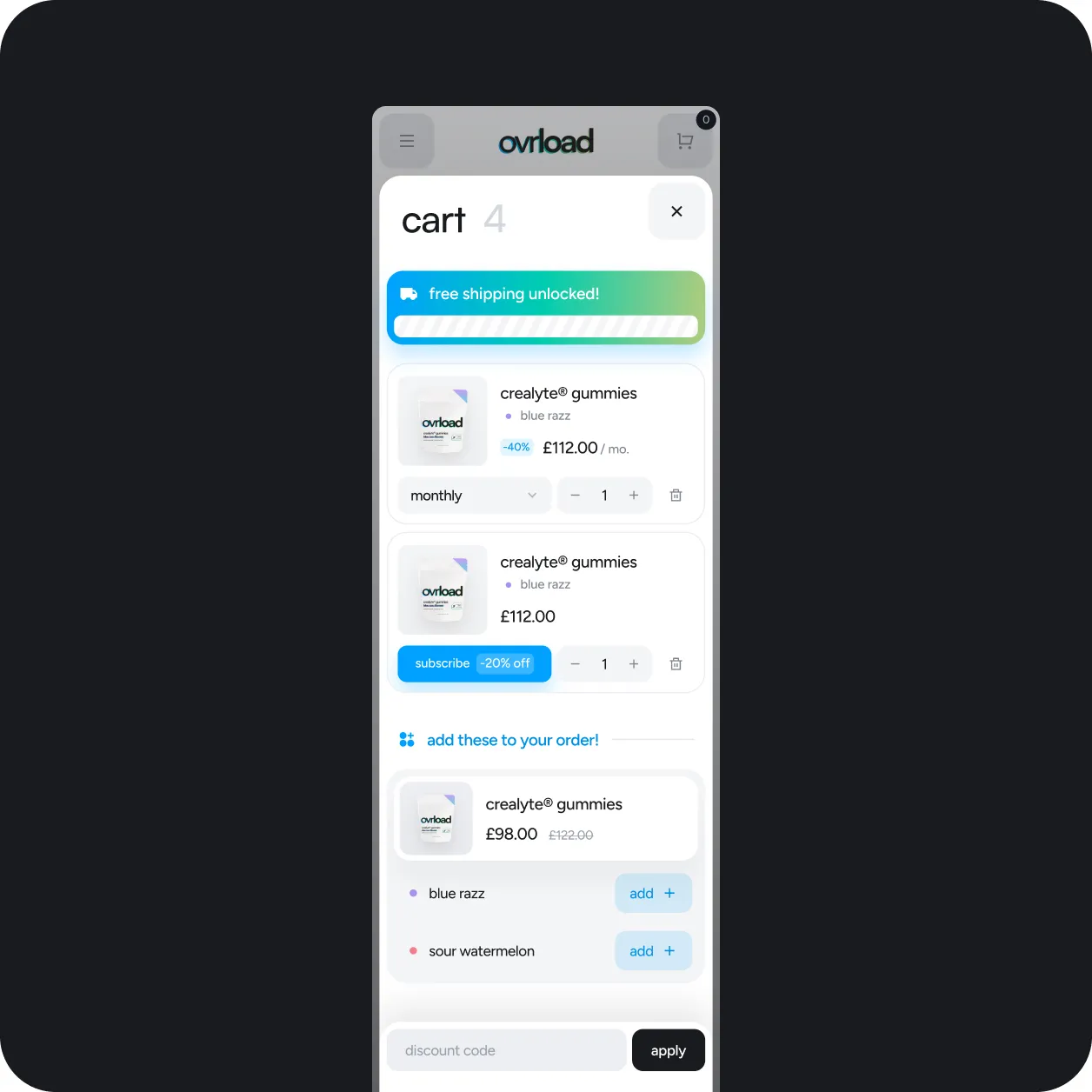 Ovrload Shopify store design, view 2