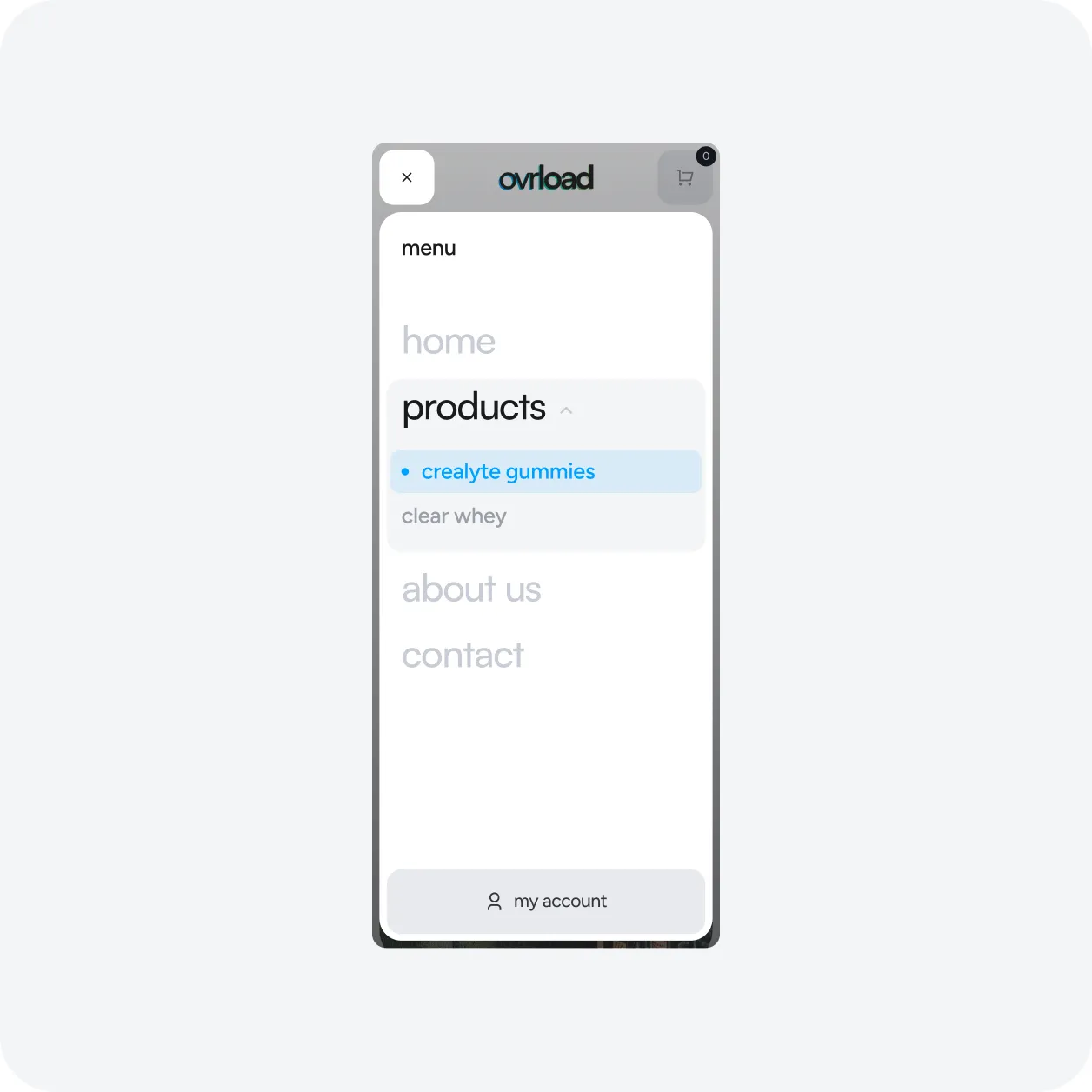 Ovrload Shopify store design, view 3