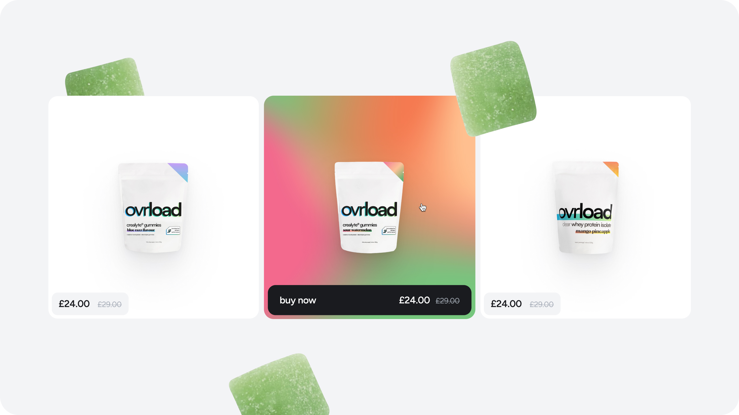 Ovrload creatine gummies brand imagery