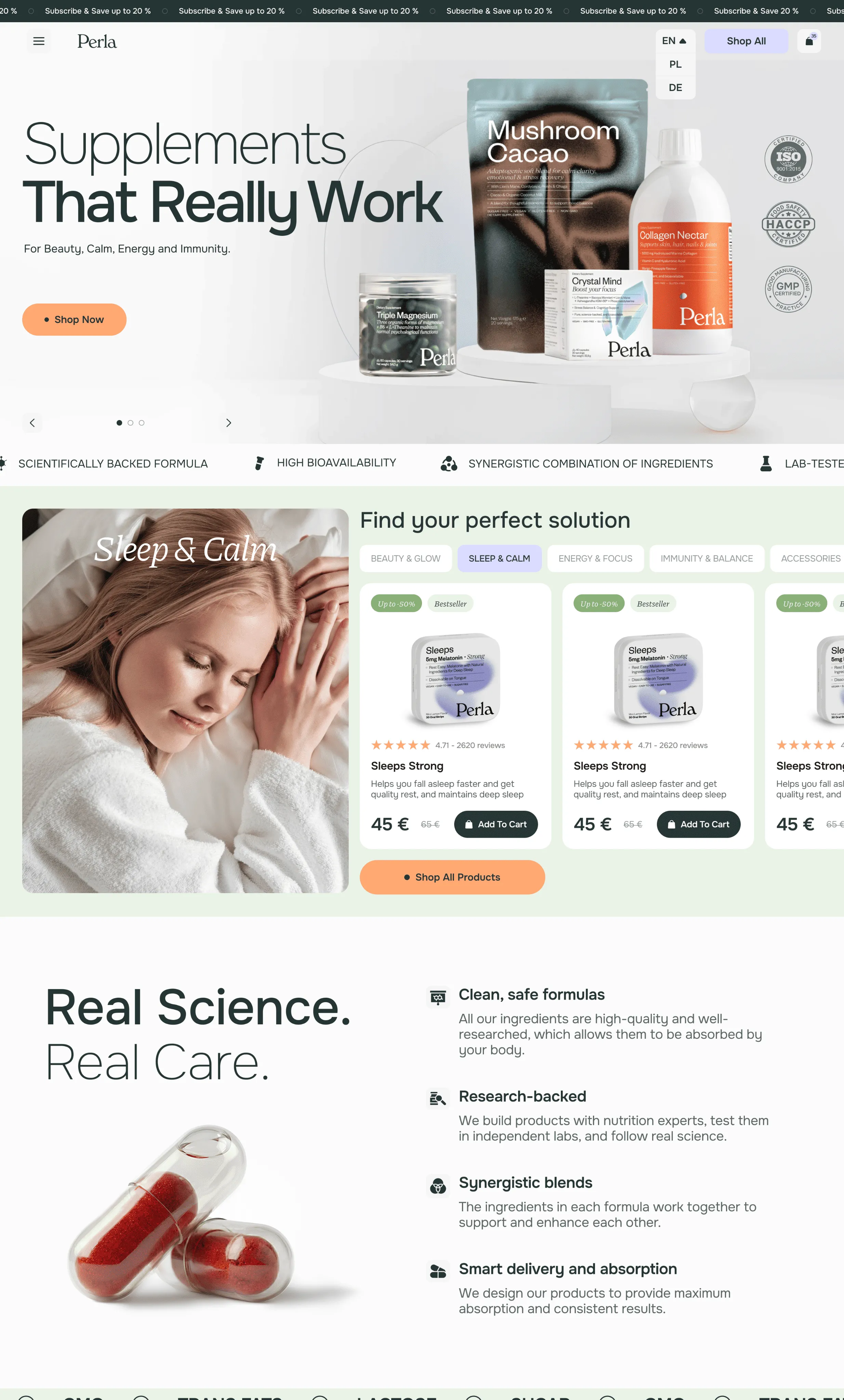Perla Helsa Shopify store screenshot