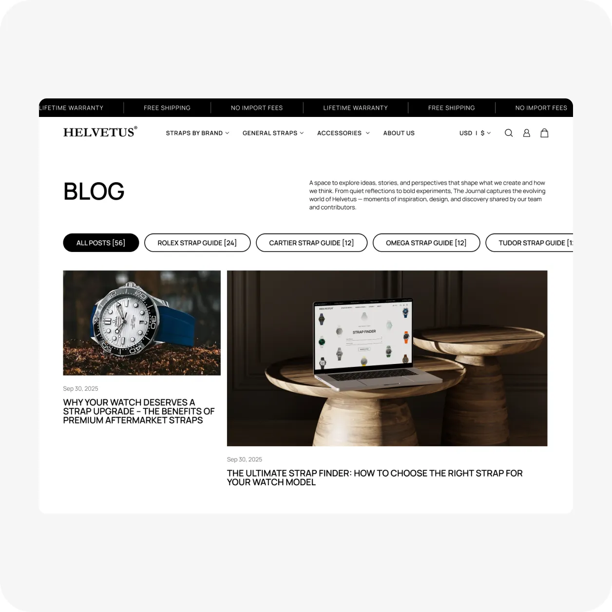 Helvetus Shopify store design, view 3