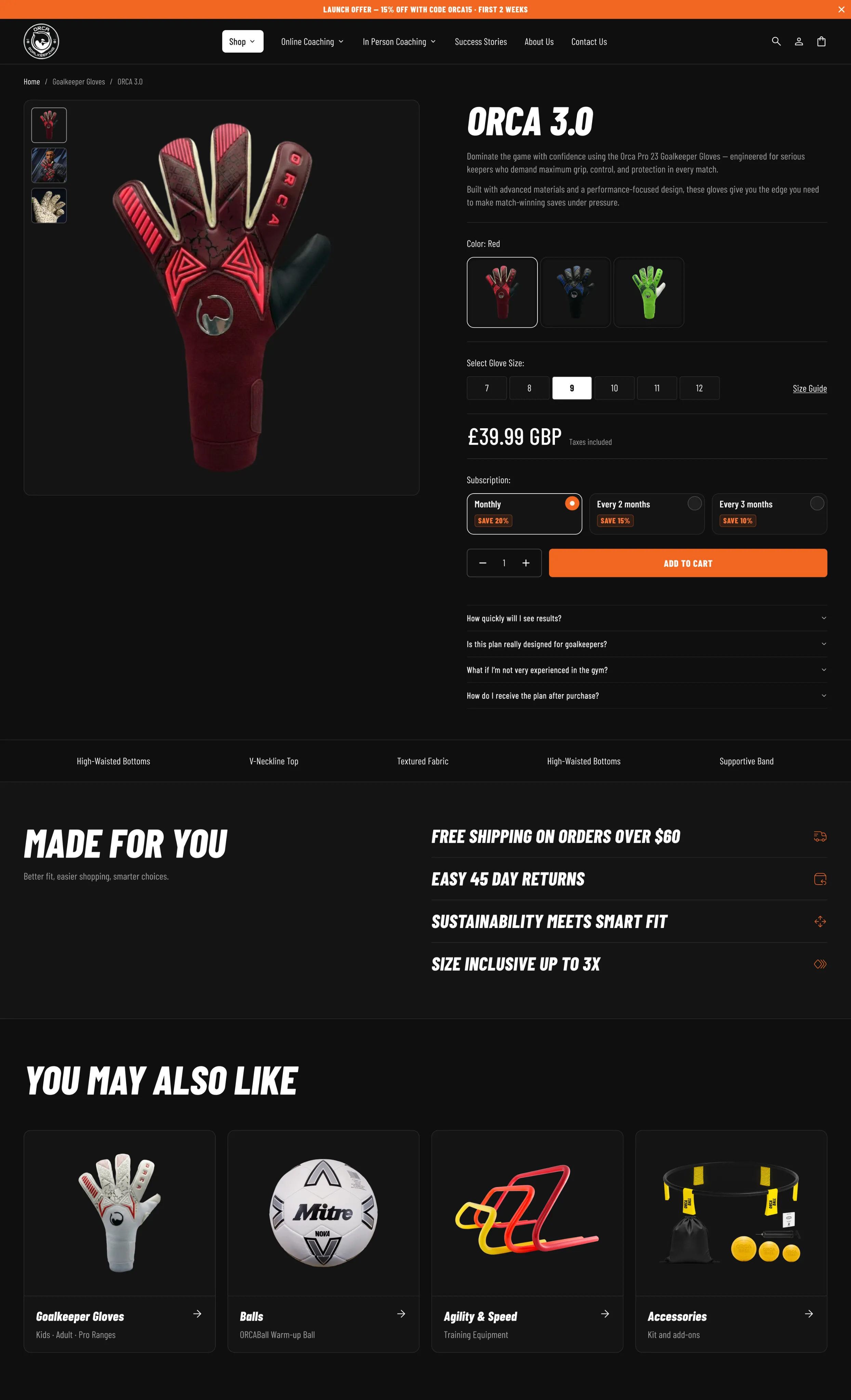 ORCA Shopify store screenshot