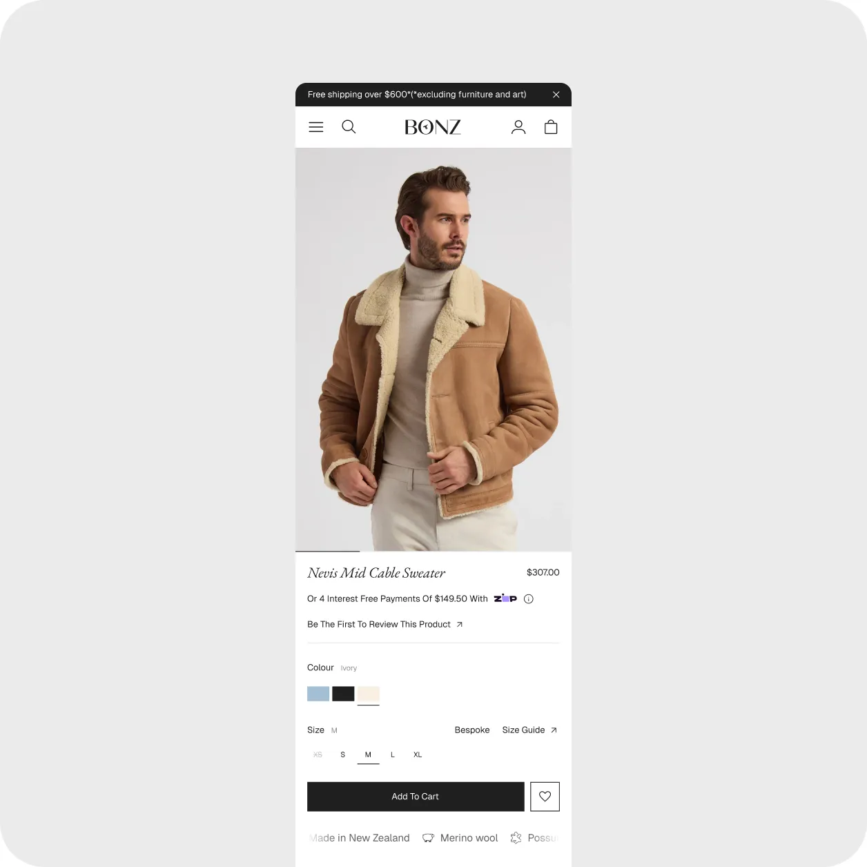 Bonz Shopify store design, view 1