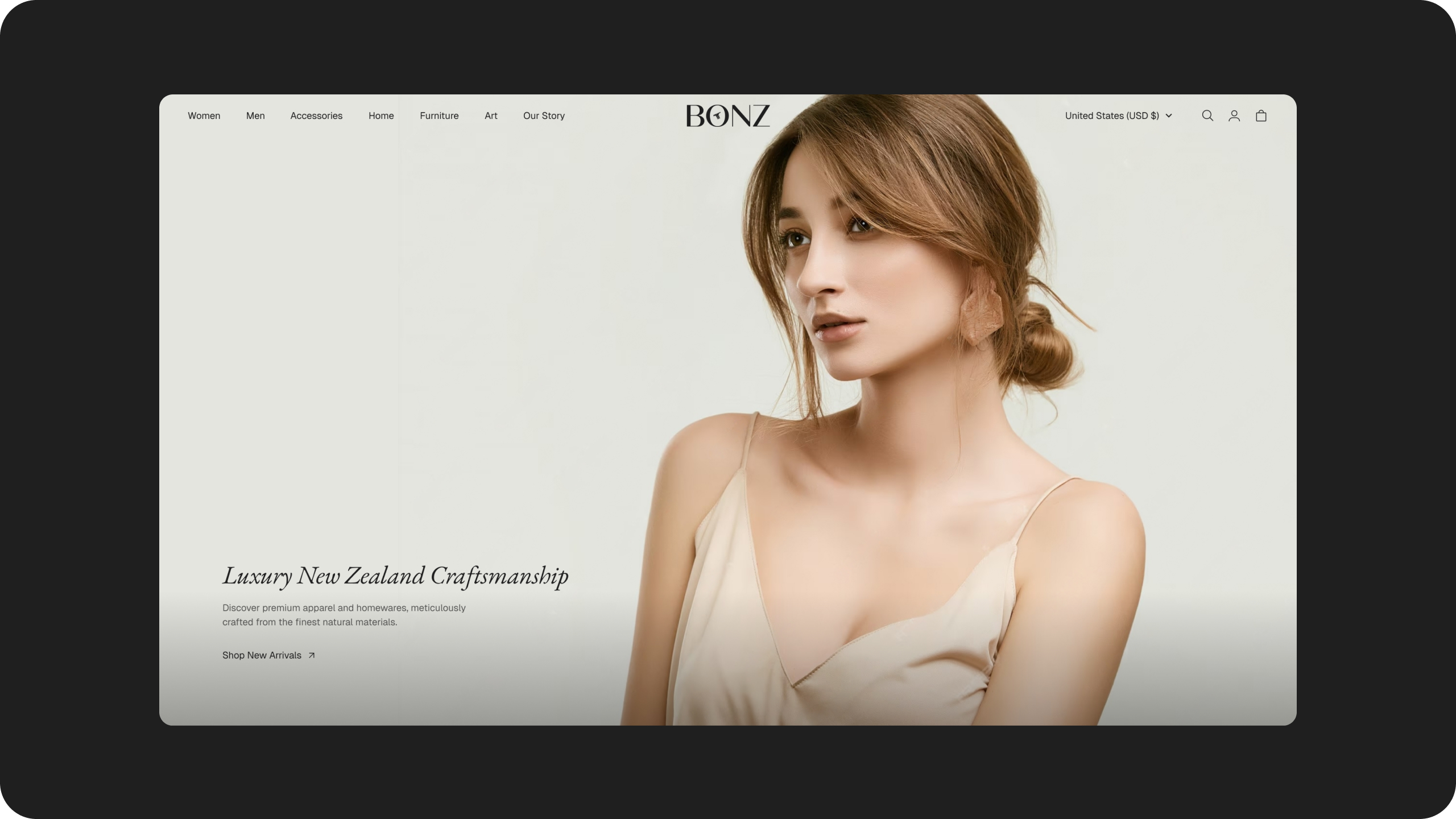 Bonz Shopify home page