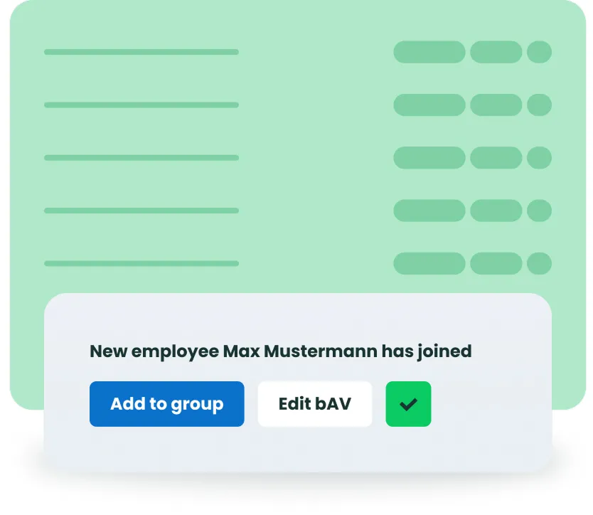 Screenshot der ginkgo HR-Plattform: Automatisches Onboarding und Zuweisen von bAV-Gruppen für neue Teammitglieder