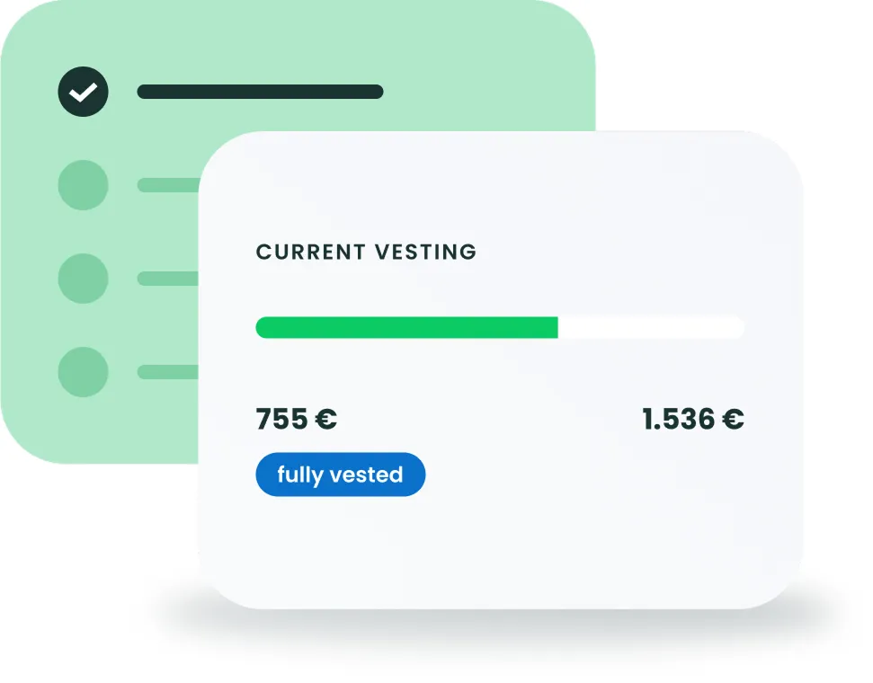 Visualisierung der bAV-Verfallbarkeit (Vesting) und des gesicherten Kapitalanteils für Mitarbeitende in der App