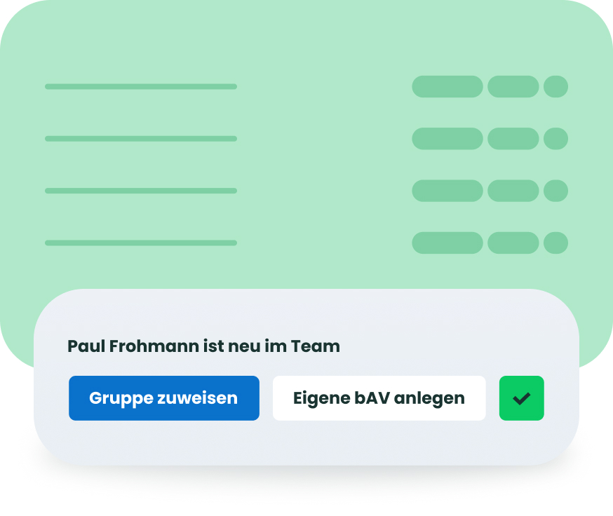 Screenshot der ginkgo HR-Plattform: Automatisches Onboarding und Zuweisen von bAV-Gruppen für neue Teammitglieder