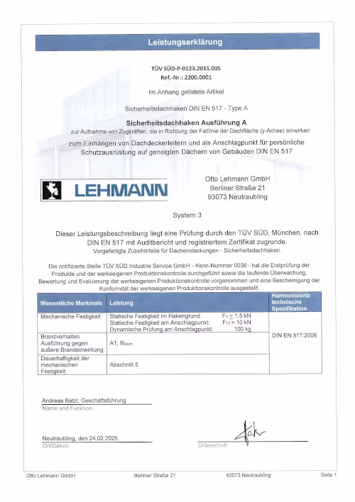 Sicherheits-Dachhaken A