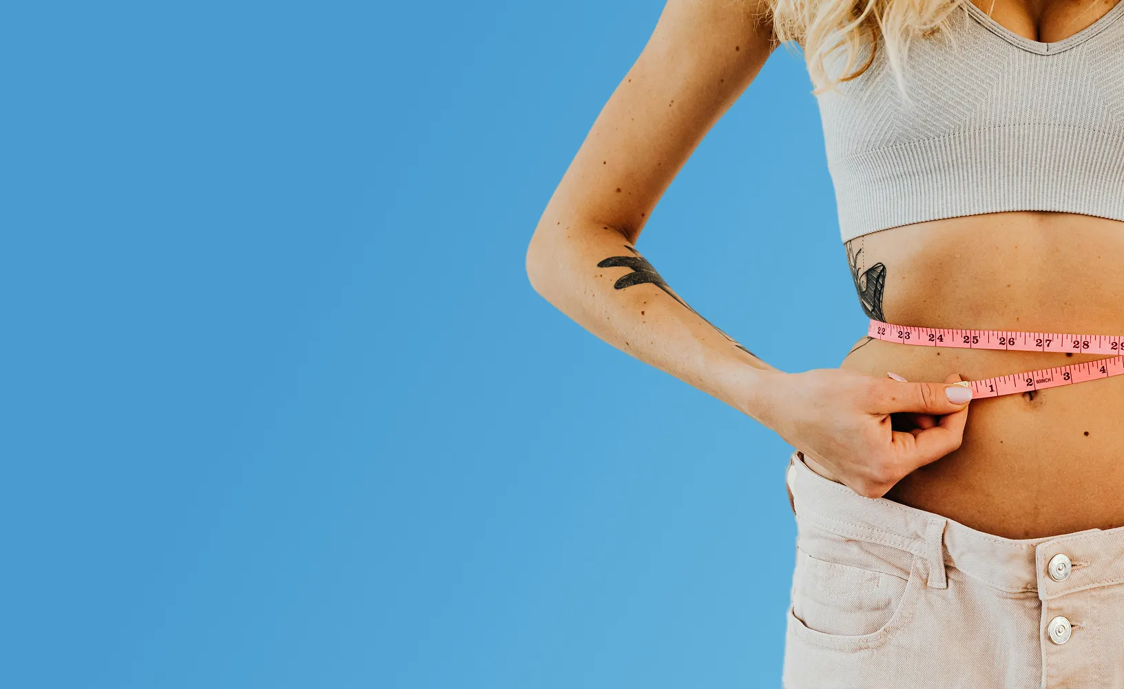 Retatrutide Weight loss. Measuring stomach.