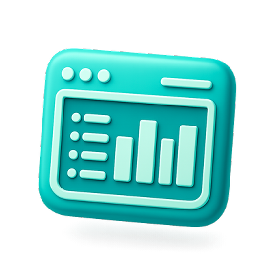 Longlisted.ai analytics dashboard icon with charts, representing boardroom-ready market intelligence reports