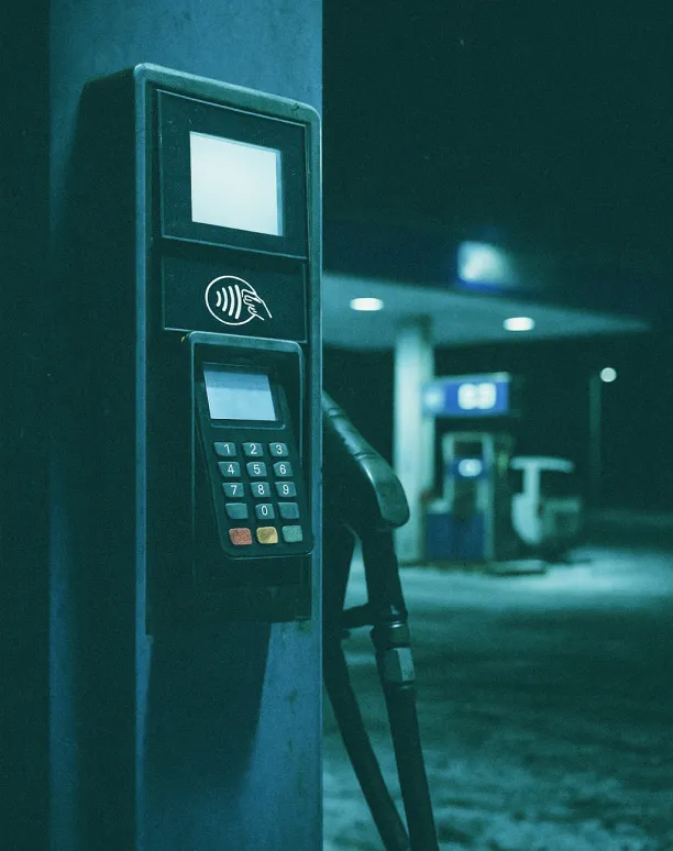 Close-up of card reader at pump.