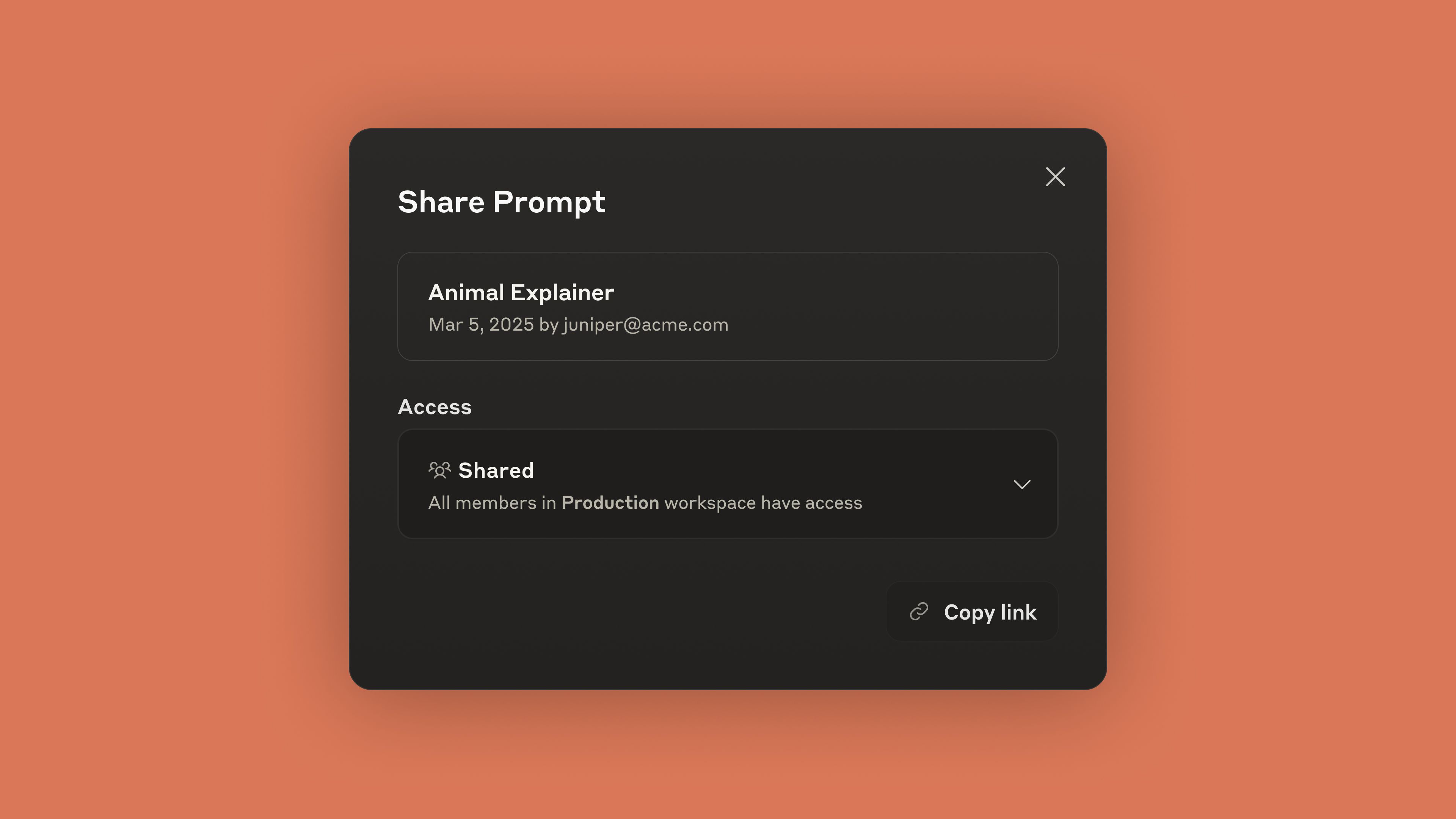 A screenshot of a prompt that has been shared.