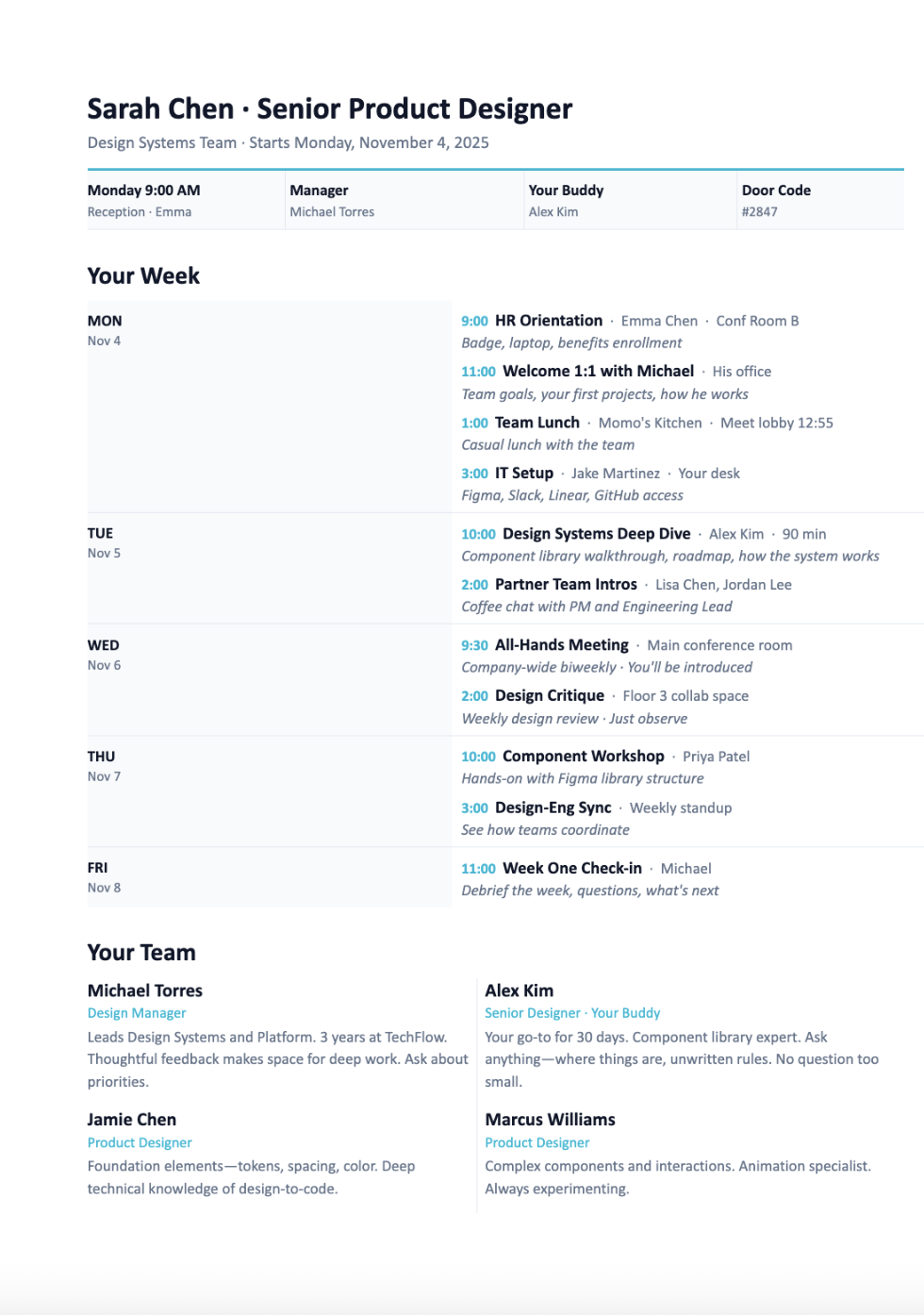 Create new hire onboarding guides