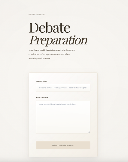 Debate practice with feedback
