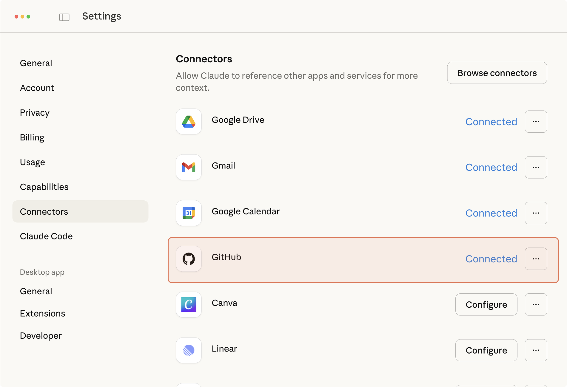 Using the GitHub integration