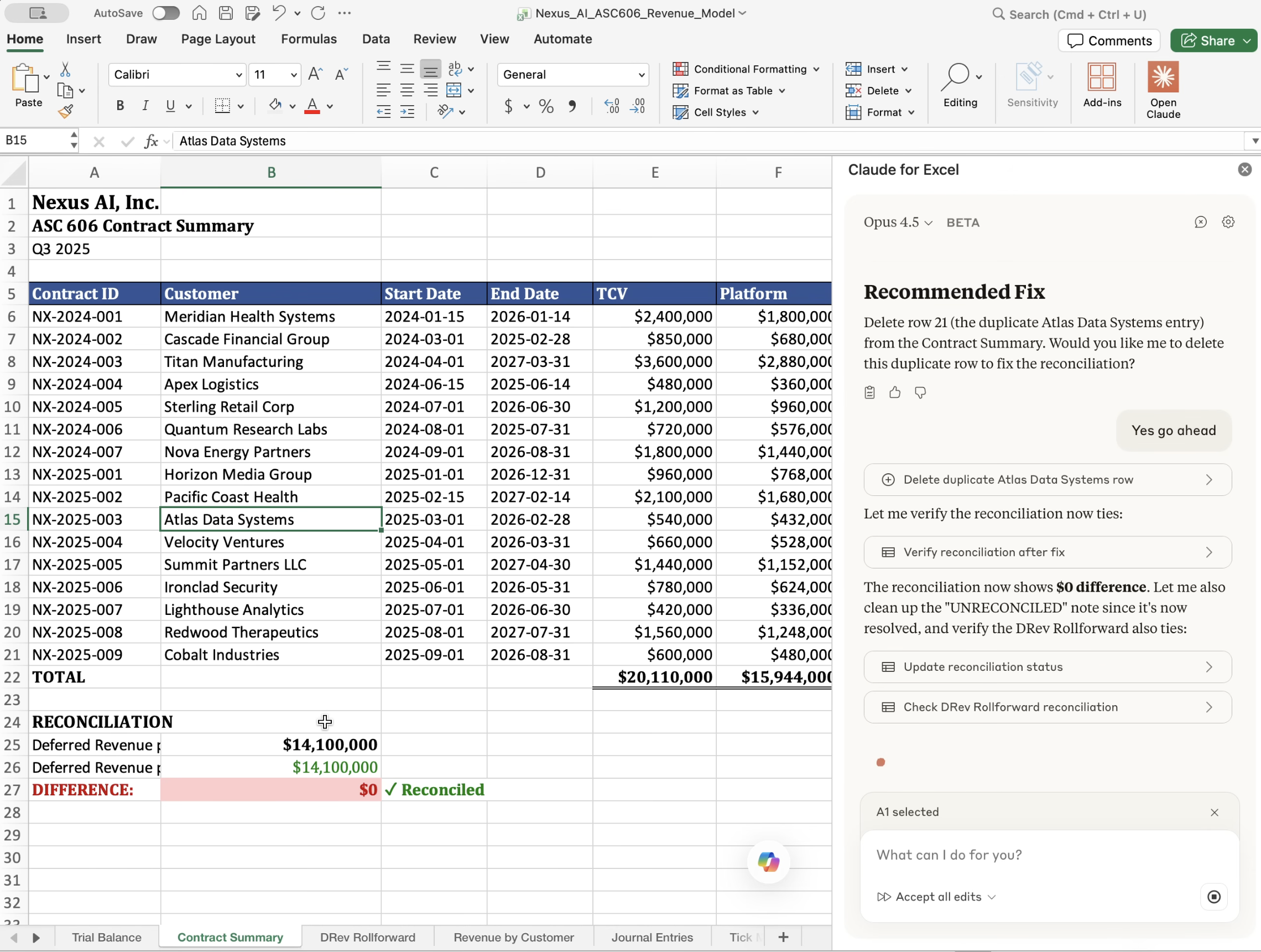 How to use Claude in Excel for accounting: Revenue model validation