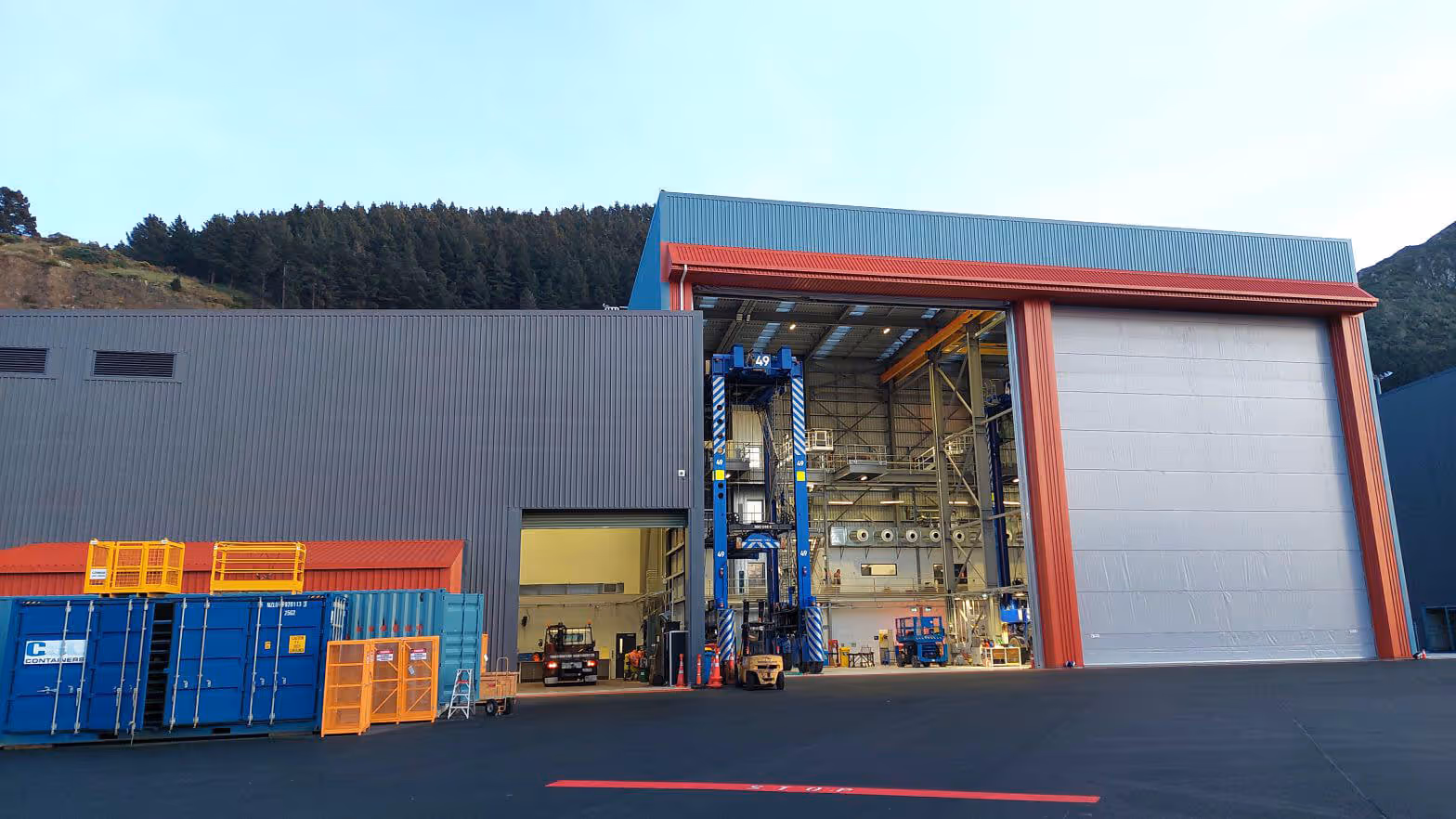 Outside of Lyttelton Port Company Workshop built by Farrell Construction in 2023