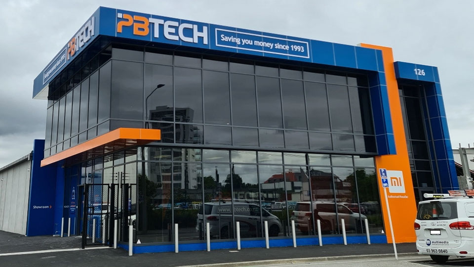Close up view of PB Tech head quarters in Christchurch