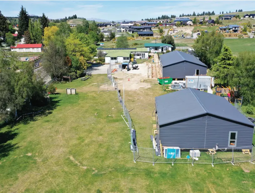 Birds eye view of Tekapo School in construction by Farrell Construction