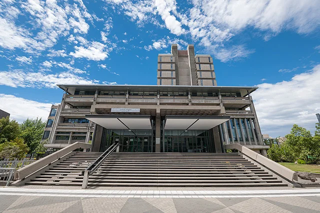 Outside of University of Canterbury James Hight building
