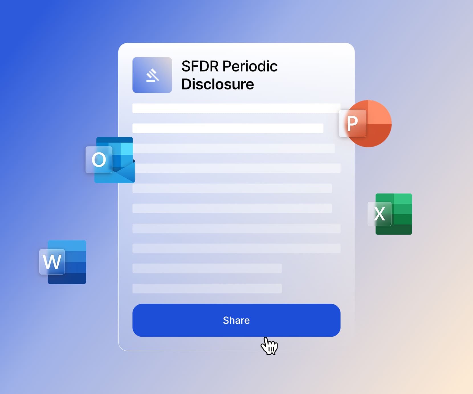SFDR periodic disclosure document with Share action and Office file integrations