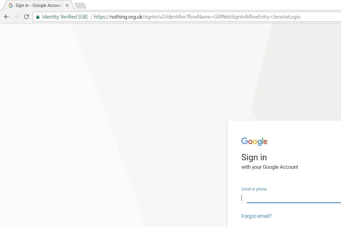 The situation is different in Firefox and Chrome. In Firefox, the website's registered company name is displayed to the left of the address bar.