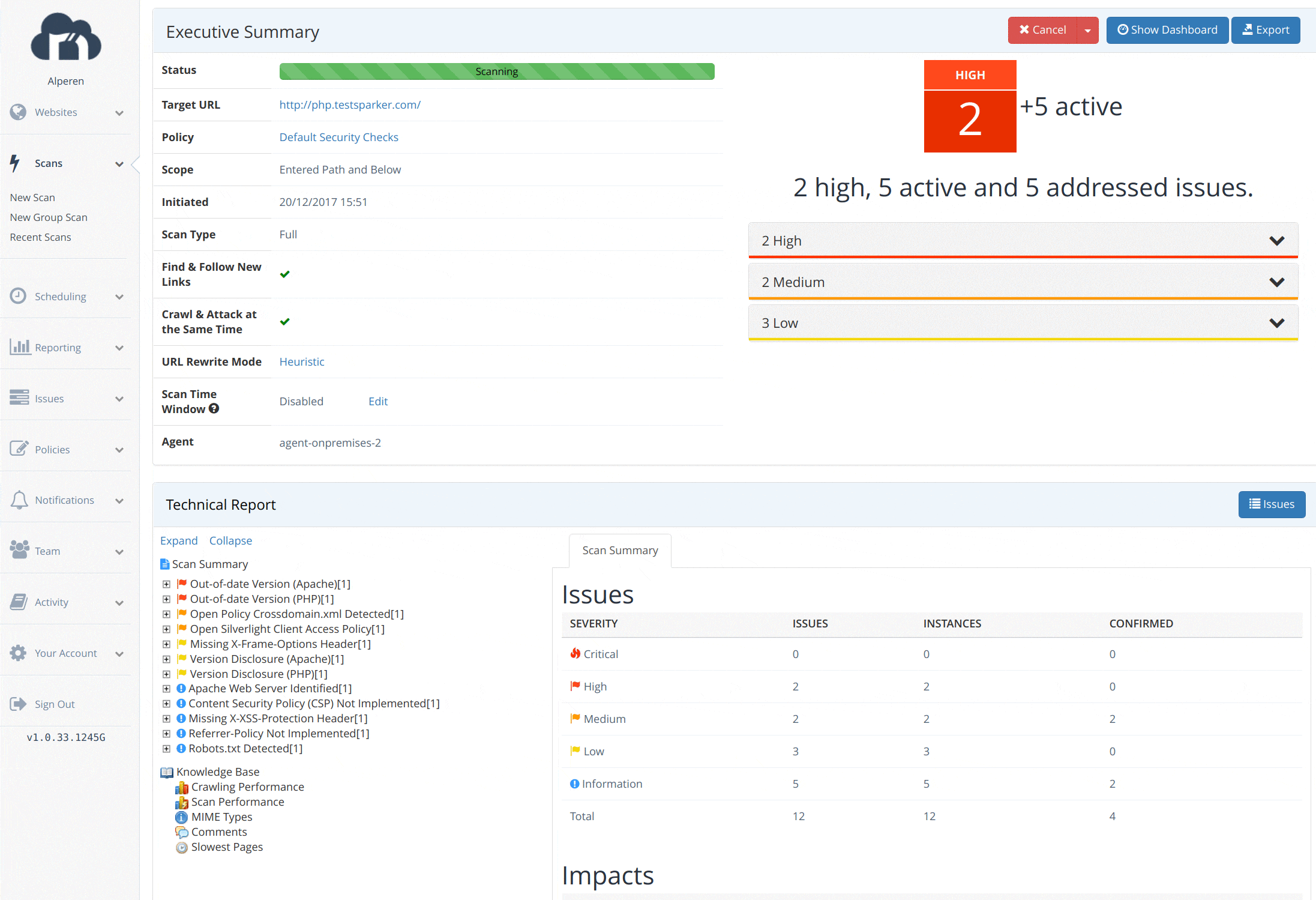Real Time Scan Results