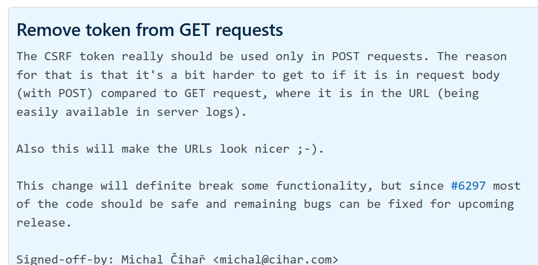 Message at the top of the commit that introduced the flaw.