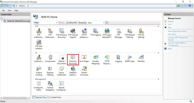You can disable Directory Listing on a Microsoft IIS web server from the Directory Browsing settings.