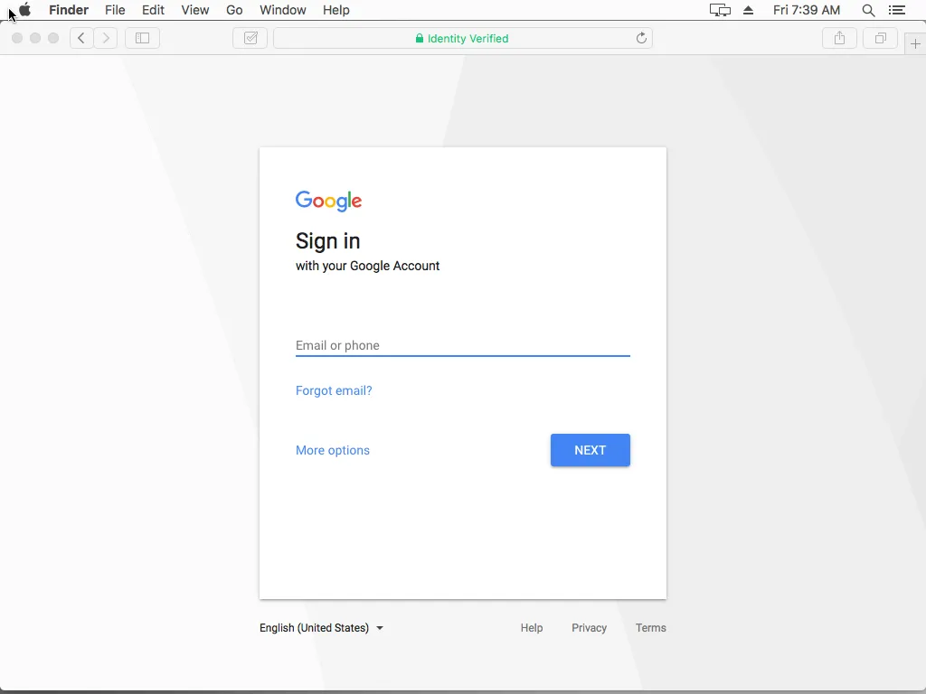 In the Safari browser on a site with an EV certificate, the company name overlaps the address bar in its entirety (see above). In this example, all the user sees in the address bar is the phrase 'Identity Verified'.